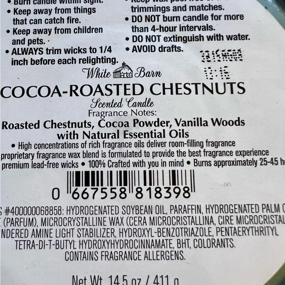 🆕Bath Body Works Cocoa-Roasted Chestnuts 3 Wick Candle*Chestnuts Cocoa Vanilla*